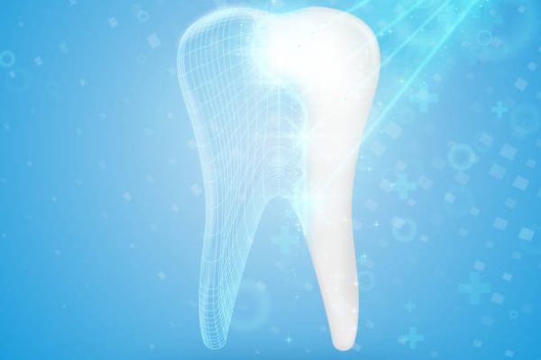 Abstract medical background. Tooth reconstruction. Dental clinic concept.